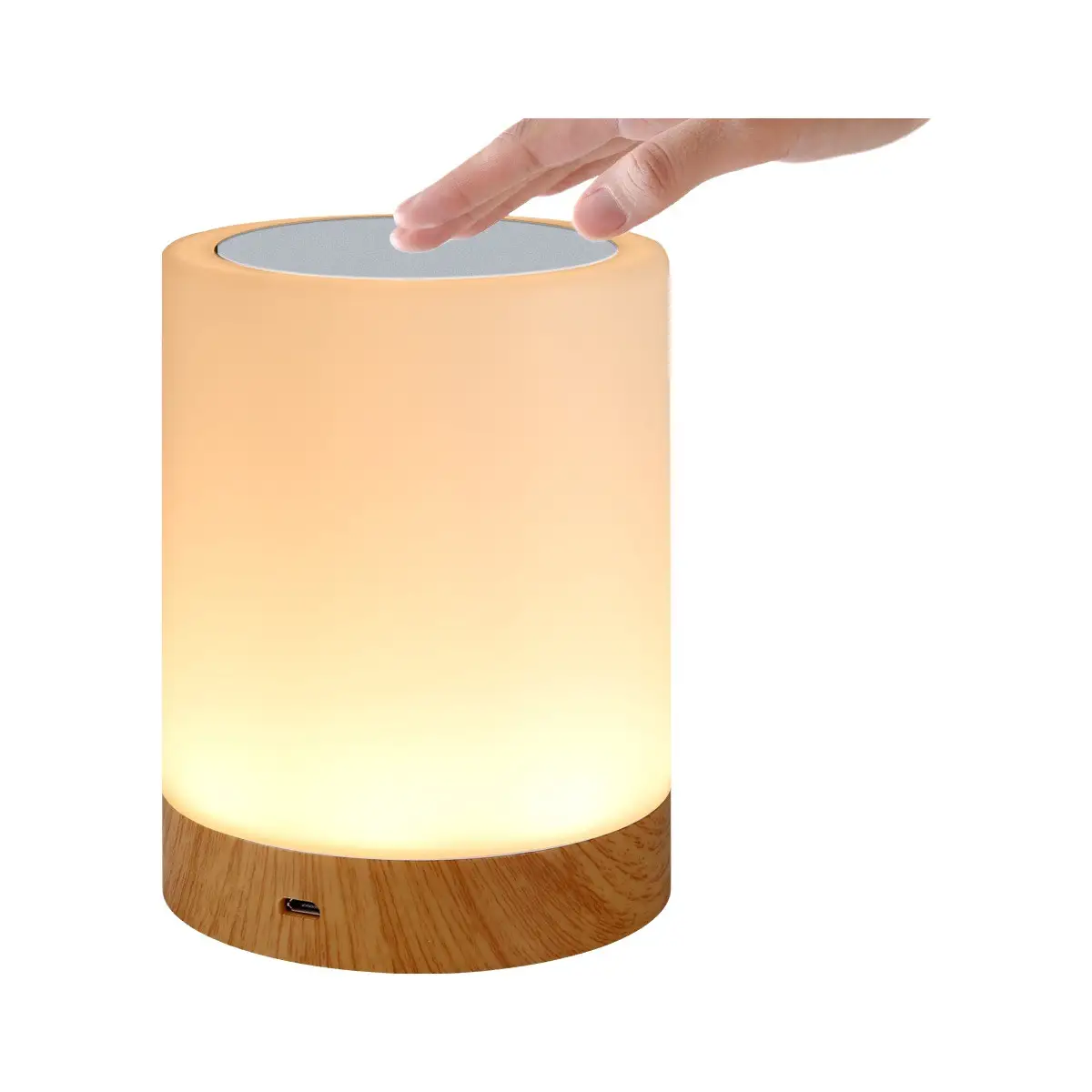 Rechargeable Wooden Night Light with Touch Clap & LED Dimmable