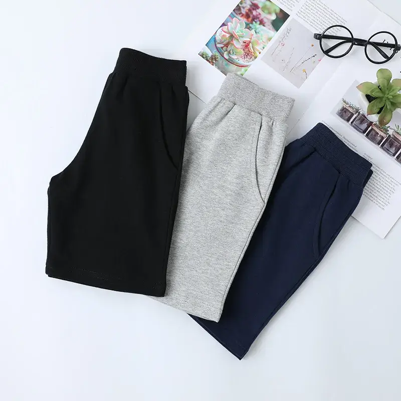 Men Navy Blue Cotton Shorts Summer Casual Pants