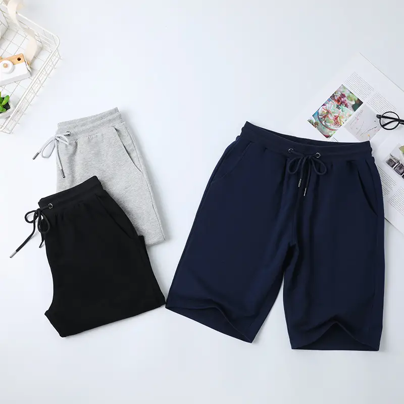 Men Pure Cotton 5-Point Shorts Navy Black Grey