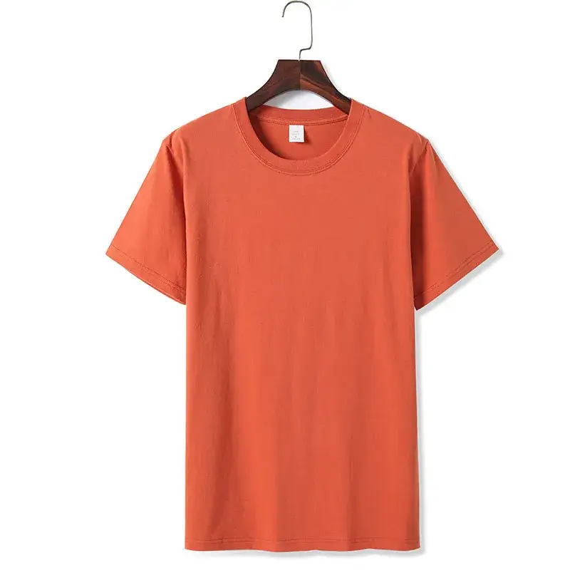 180g Men Women Orange Round Neck T-Shirt - Image 8