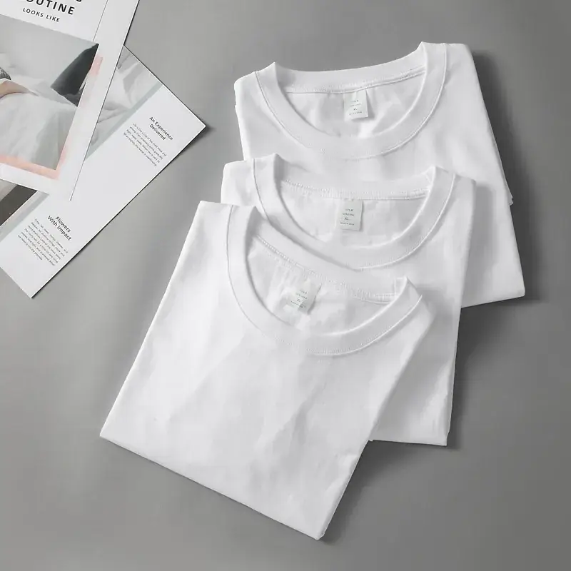 Men's Pure Cotton White Casual T-Shirt Short Sleeve - Image 5