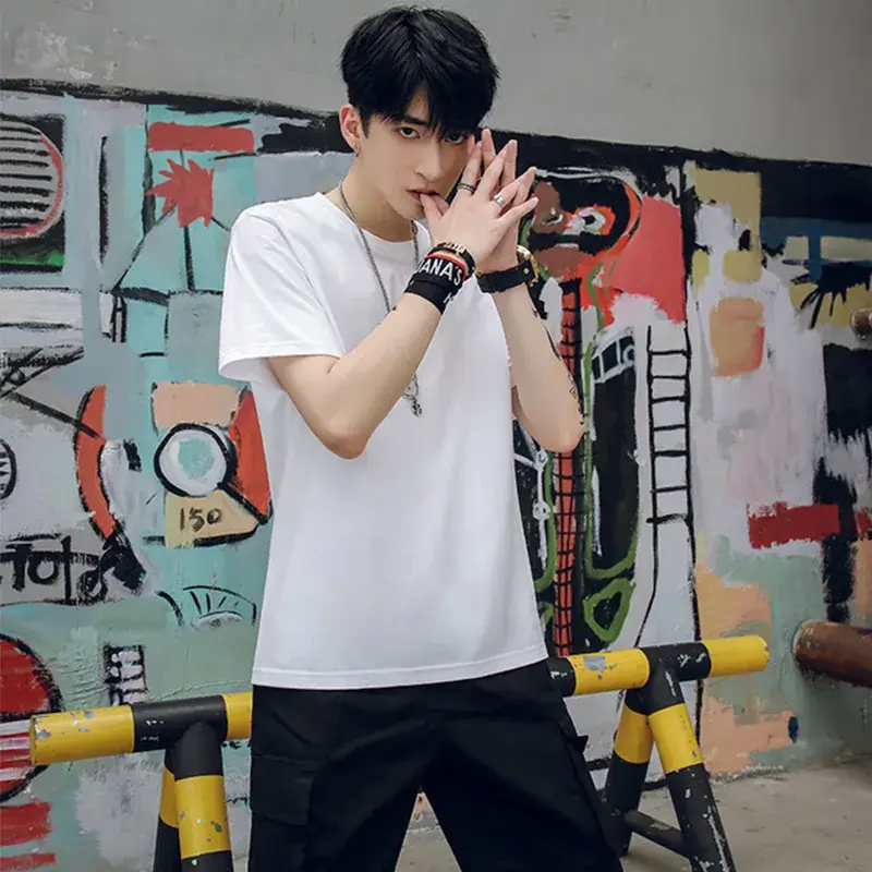 Men's Pure Cotton White Casual T-Shirt Short Sleeve - Image 8