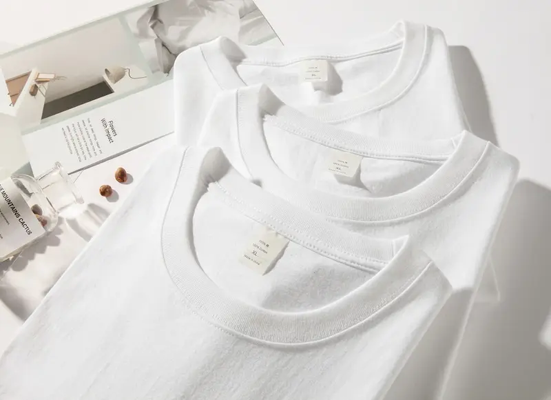 Men's Pure Cotton White Casual T-Shirt Short Sleeve — feature 4