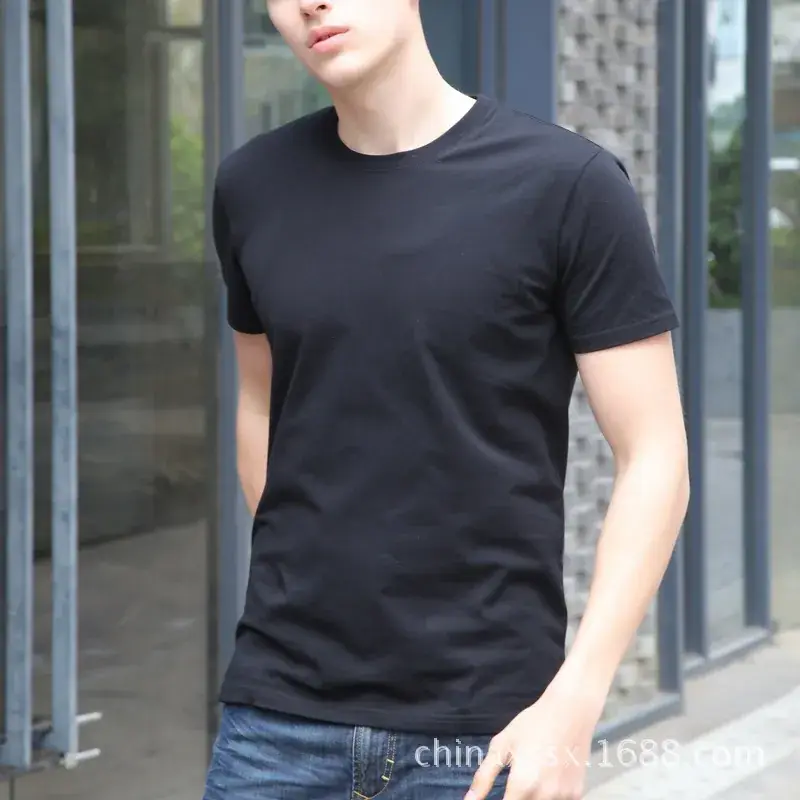Men's Pure Cotton White Casual T-Shirt Short Sleeve - Image 2