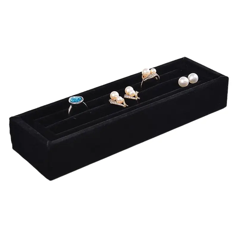 Black Flannel Jewelry Rack with Gray Storage Box