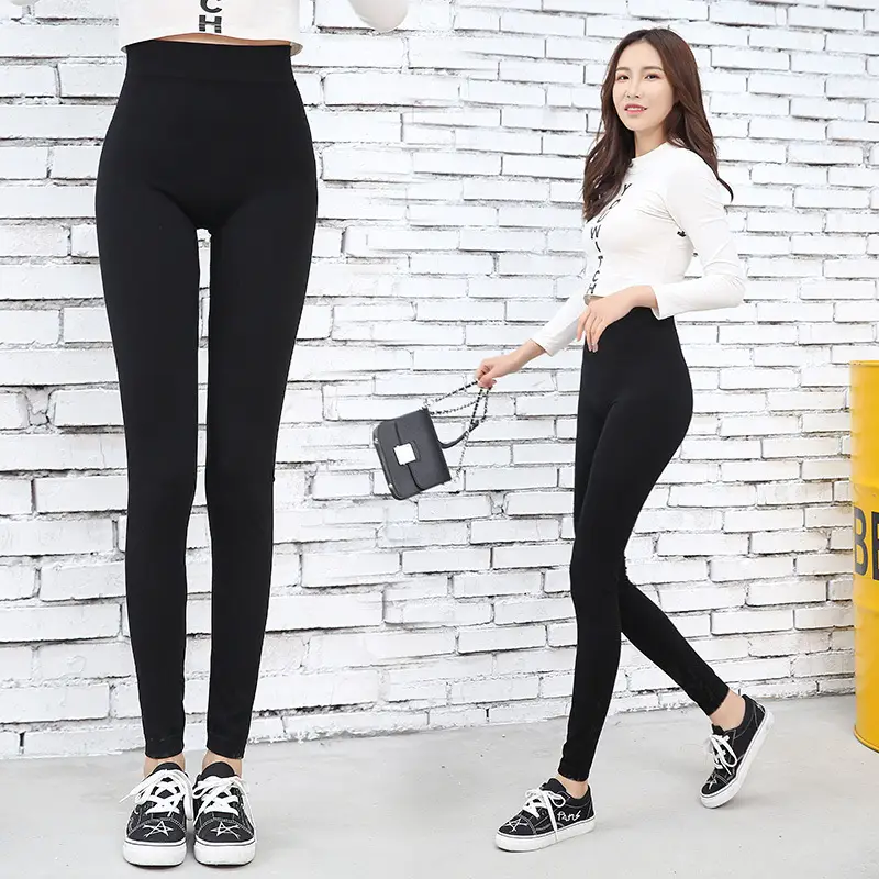 Black Slim Fit Modal Leggings for Women - Image 4