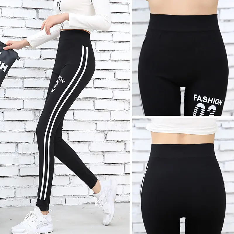 Black Printed Leggings Thin Large Size Sports Women