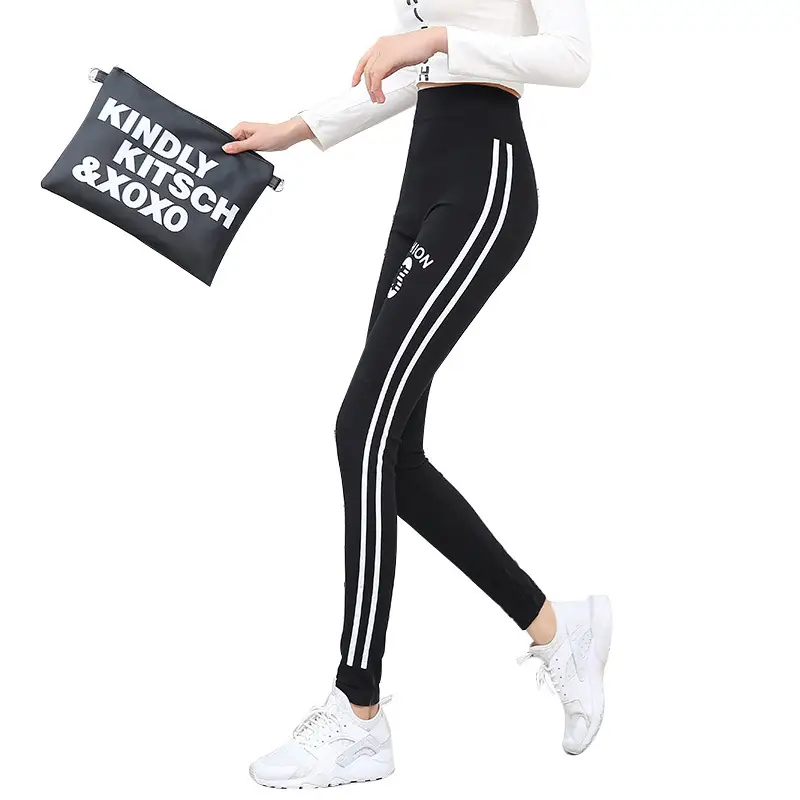 Black Printed Leggings Thin Large Size Sports Women