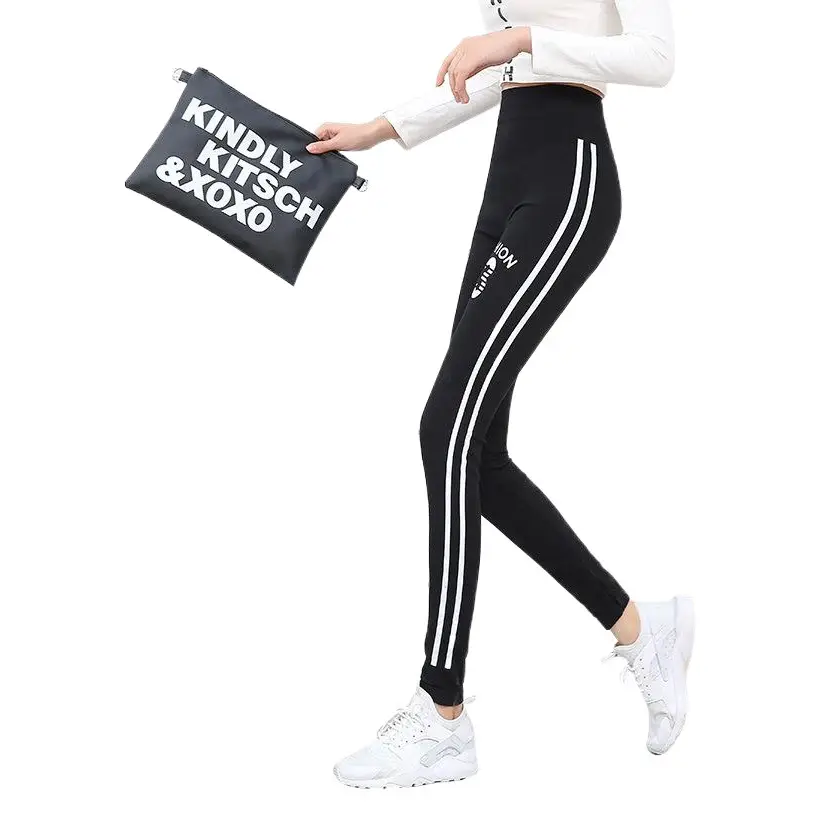 Black Printed Leggings Thin Large Size Sports Women