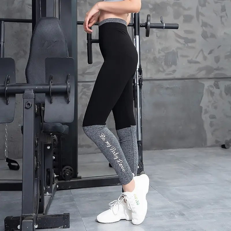 Black Printed Leggings Thin Large Size Sports Women