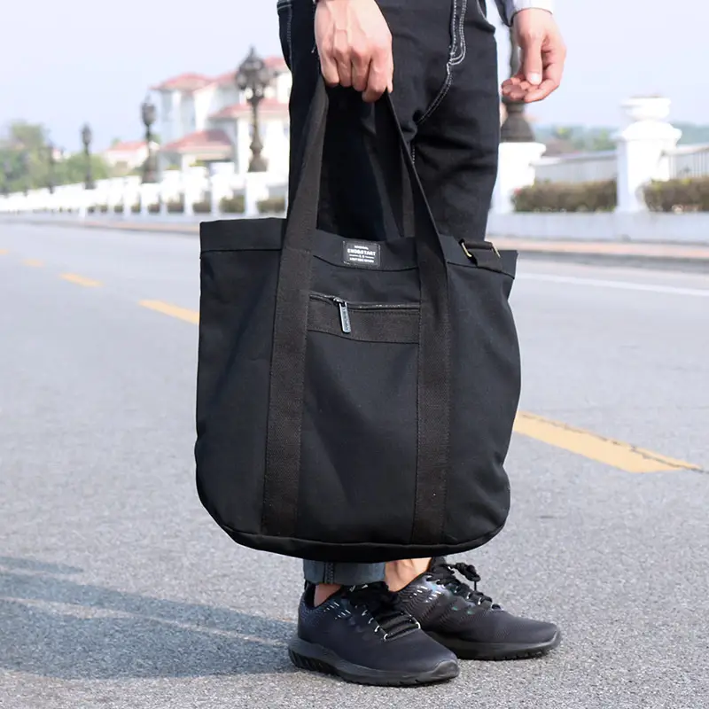 White Korean Style Canvas Shoulder Bag for Men Women - Image 4