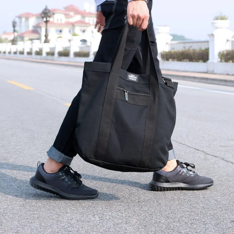 White Korean Style Canvas Shoulder Bag for Men Women - Image 5