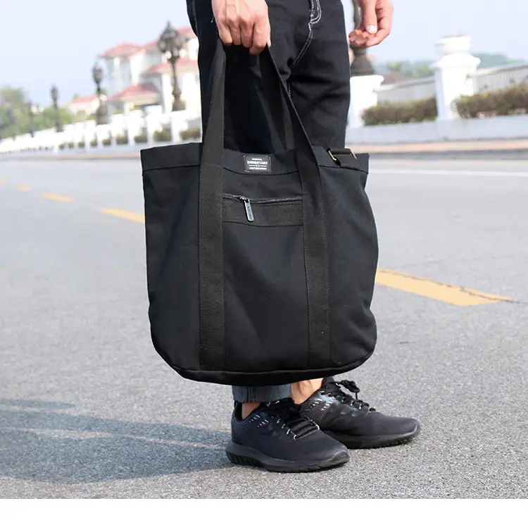 White Korean Style Canvas Shoulder Bag for Men Women — feature 10