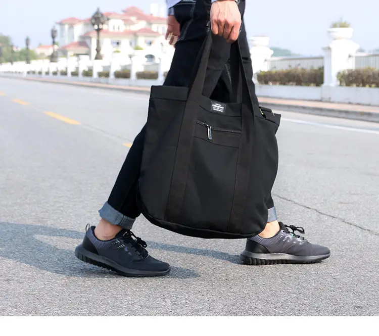 White Korean Style Canvas Shoulder Bag for Men Women — feature 11