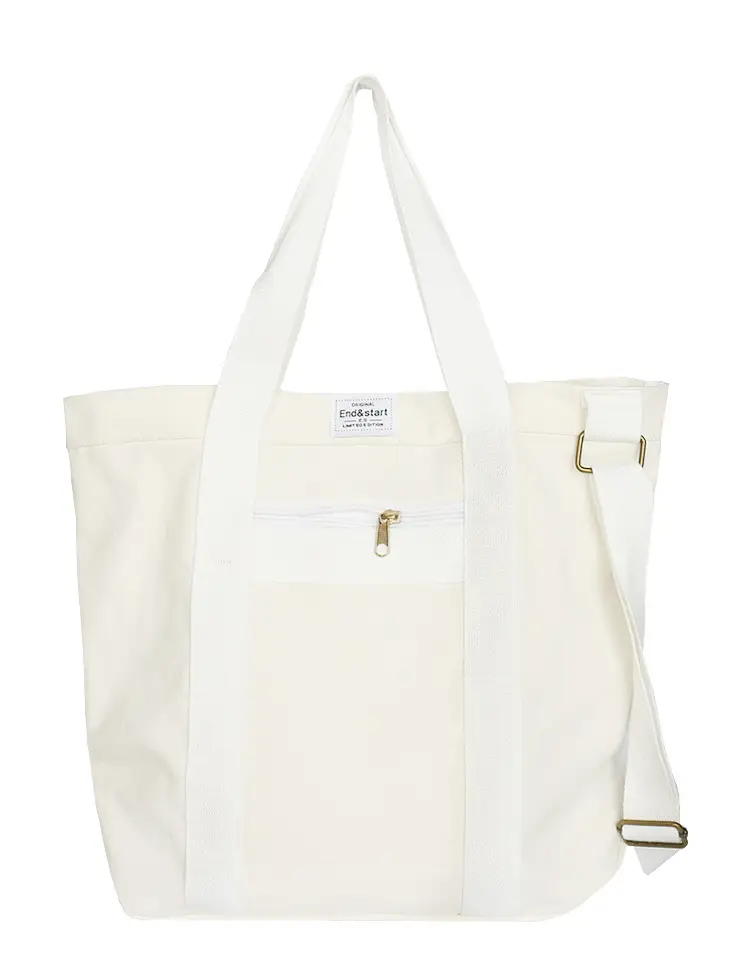 White Korean Style Canvas Shoulder Bag for Men Women — feature 17