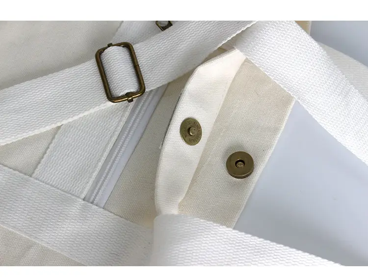 White Korean Style Canvas Shoulder Bag for Men Women — feature 19