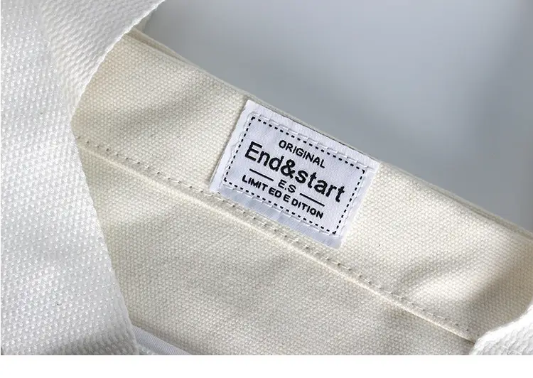 White Korean Style Canvas Shoulder Bag for Men Women — feature 23