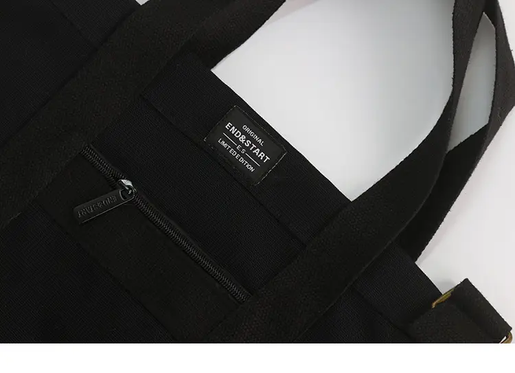 White Korean Style Canvas Shoulder Bag for Men Women — feature 24