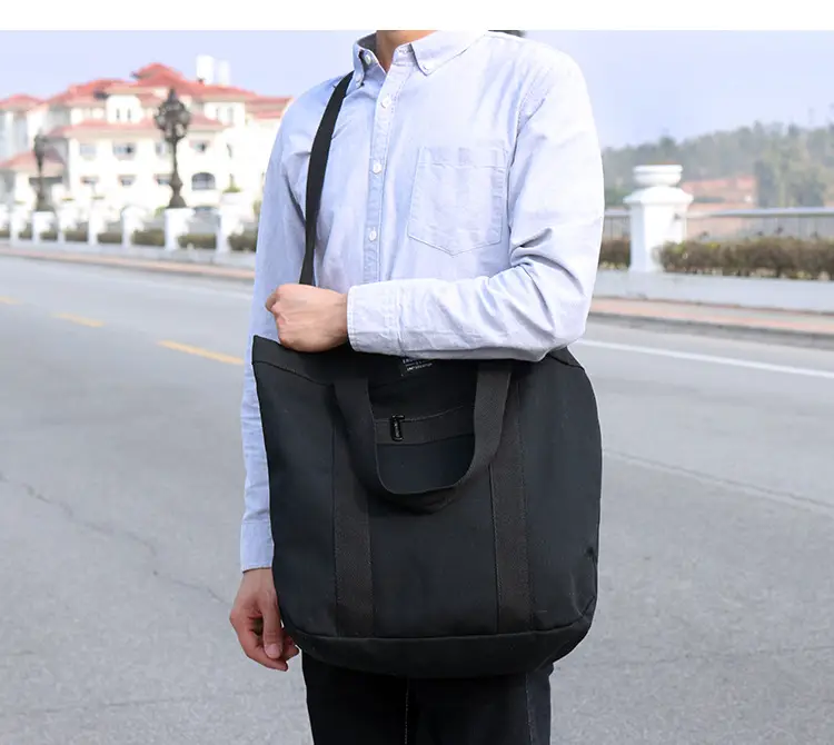 White Korean Style Canvas Shoulder Bag for Men Women — feature 4