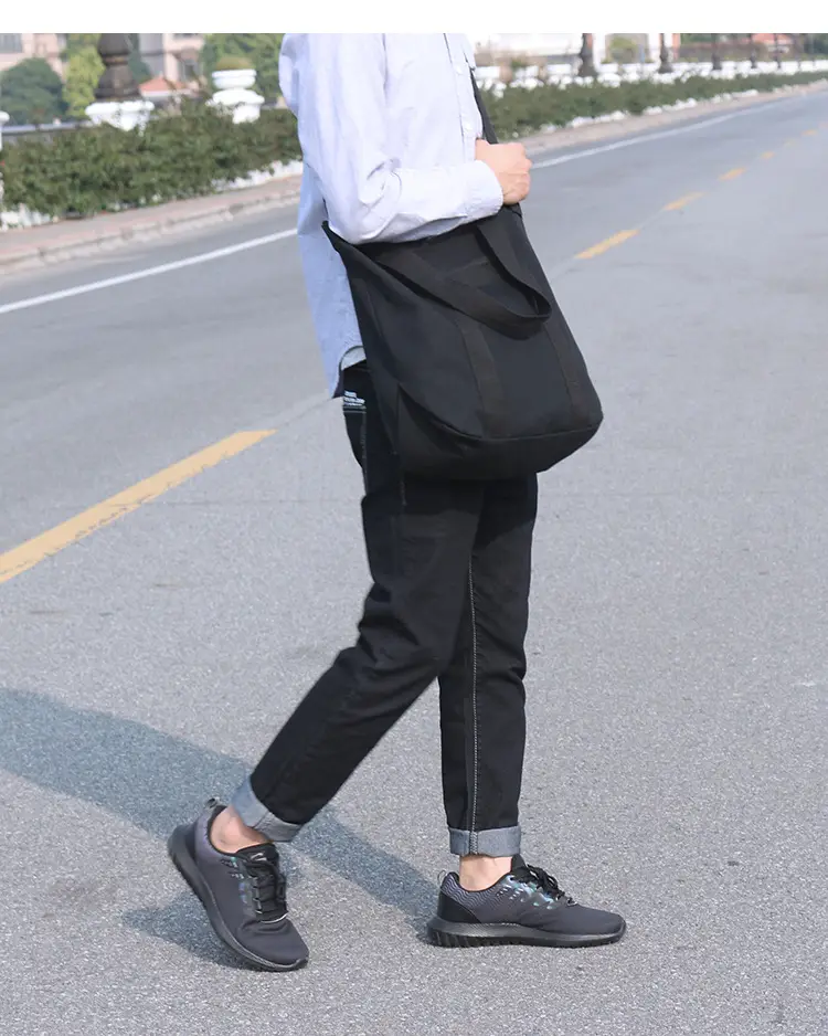 White Korean Style Canvas Shoulder Bag for Men Women — feature 5
