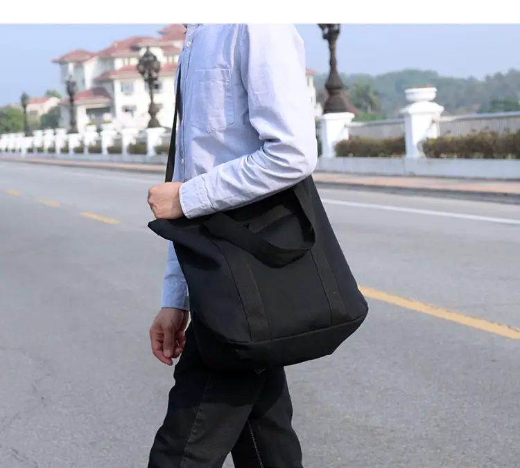 White Korean Style Canvas Shoulder Bag for Men Women — feature 6