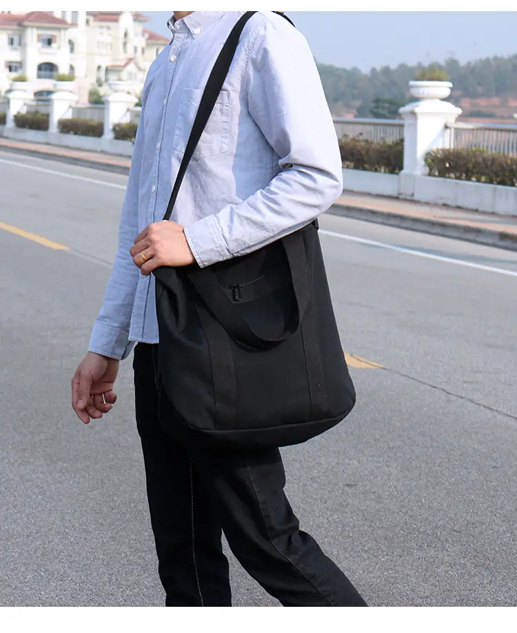 White Korean Style Canvas Shoulder Bag for Men Women — feature 8