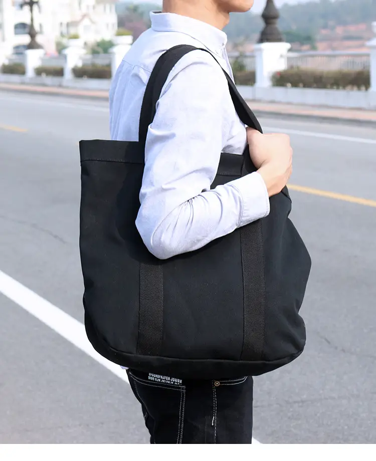 White Korean Style Canvas Shoulder Bag for Men Women — feature 9
