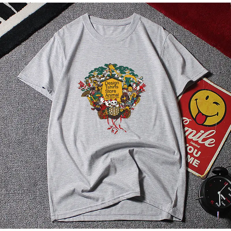 Red Cotton T-Shirt with Floral Print Plus Size - Image 3