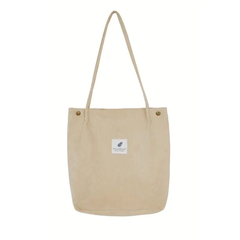 Light Gray Korean Style Corduroy Tote Bag for Women