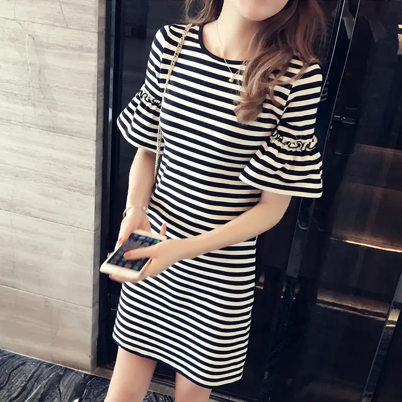 2025 Summer Striped Women's T-Shirt Dress - Image 5