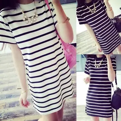 2025 Summer Striped Women's T-Shirt Dress - Image 6