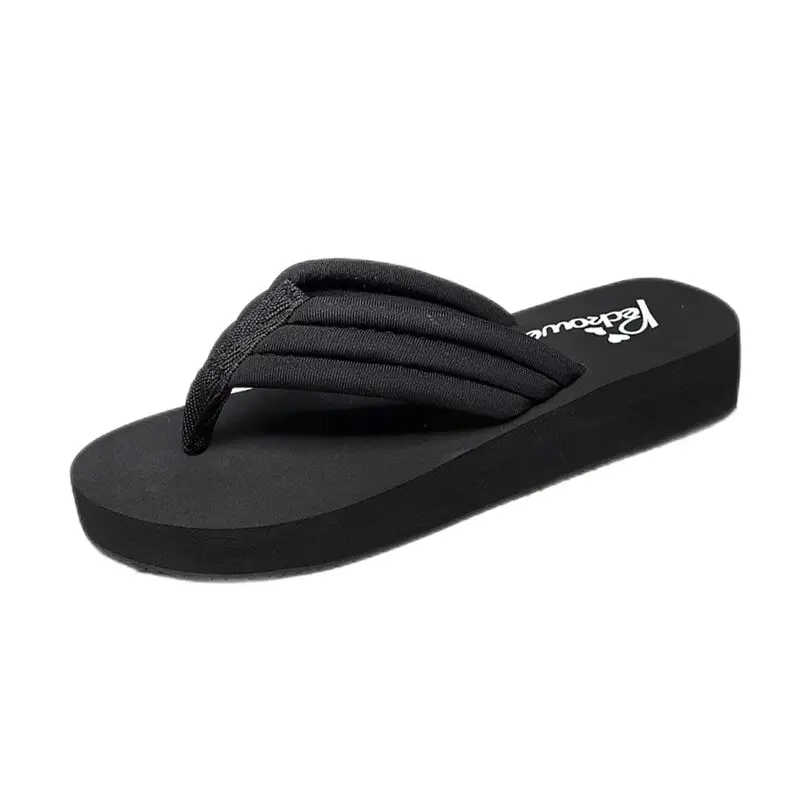 3cm Flip Flop Women's Slippers Summer Non-Slip Solid Color Black Beach Shoes 2025 New Shining Slippers Summer