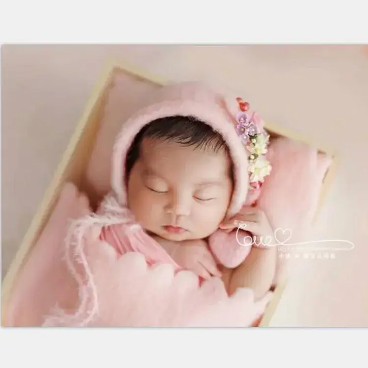 Newborn Baby Hat with Fox Ears Pure Wool Photography Prop - Image 5