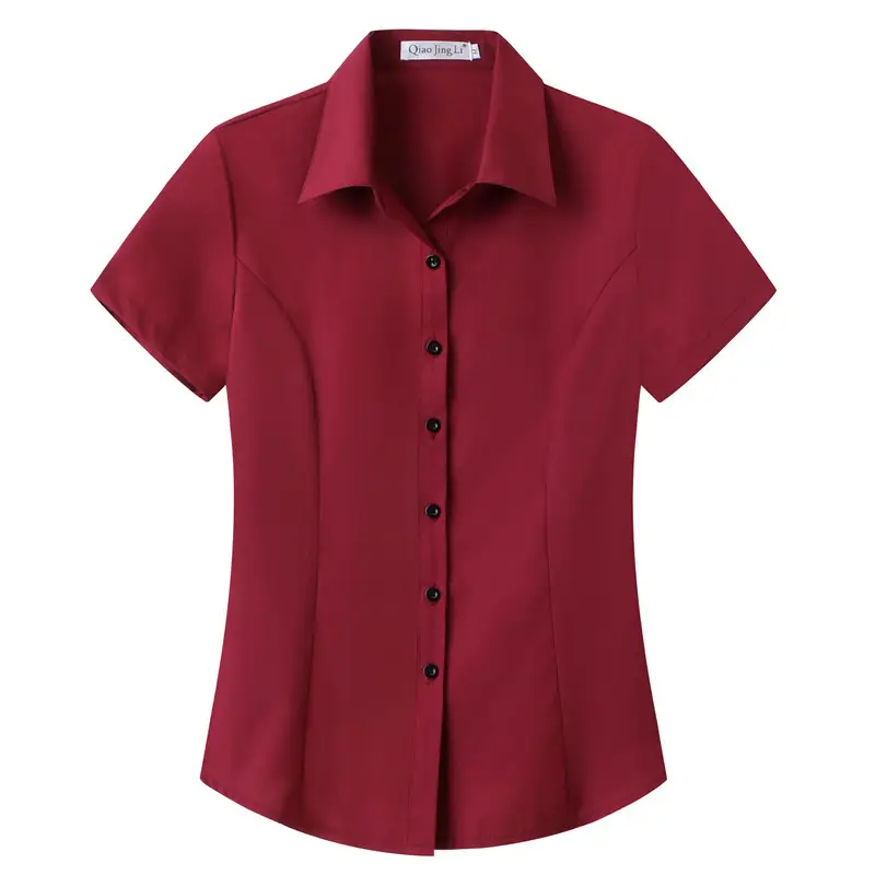 Women's White Short Sleeve Button Shirt Plus Size