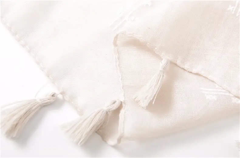 Grey Ethnic Scarf for Women Travel Shawl Cotton Linen — feature 27