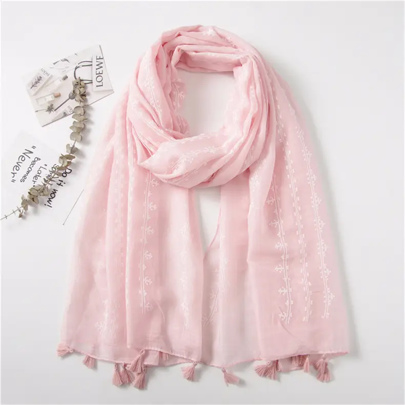 Grey Ethnic Scarf for Women Travel Shawl Cotton Linen — feature 29