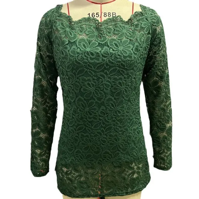 Off-Shoulder Lace Blouse Long Sleeve White - Image 10