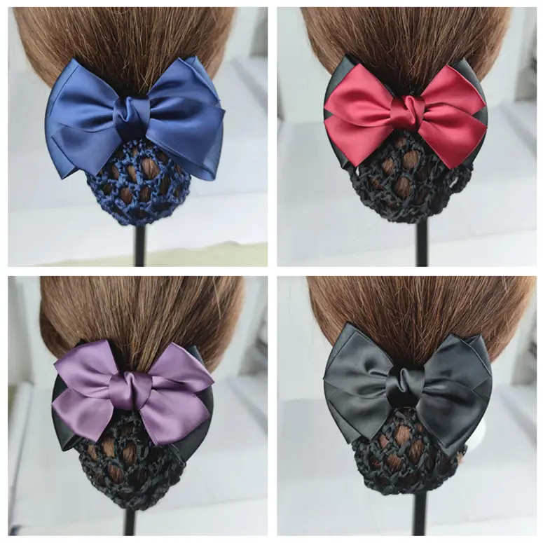 Black Embroidered Bow Hair Net for Women - Image 87