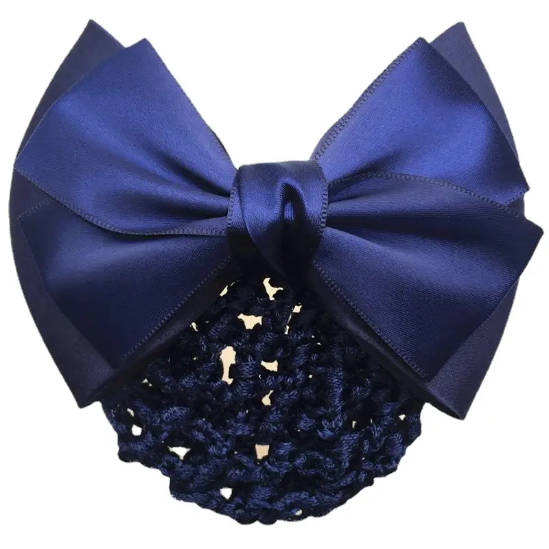 Black Embroidered Bow Hair Net for Women - Image 89