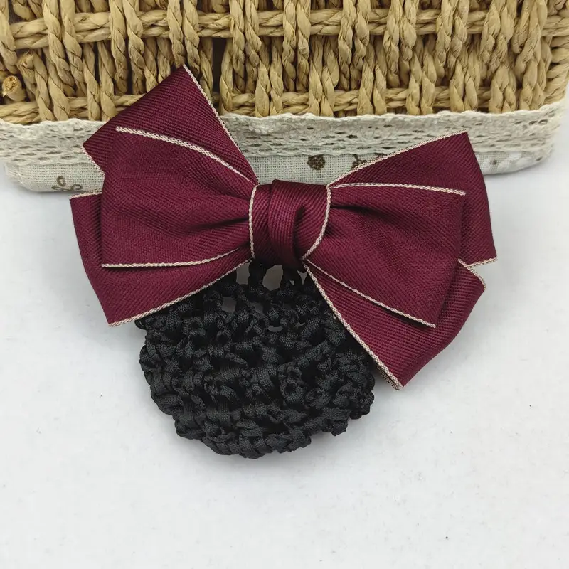 Black Embroidered Bow Hair Net for Women - Image 10