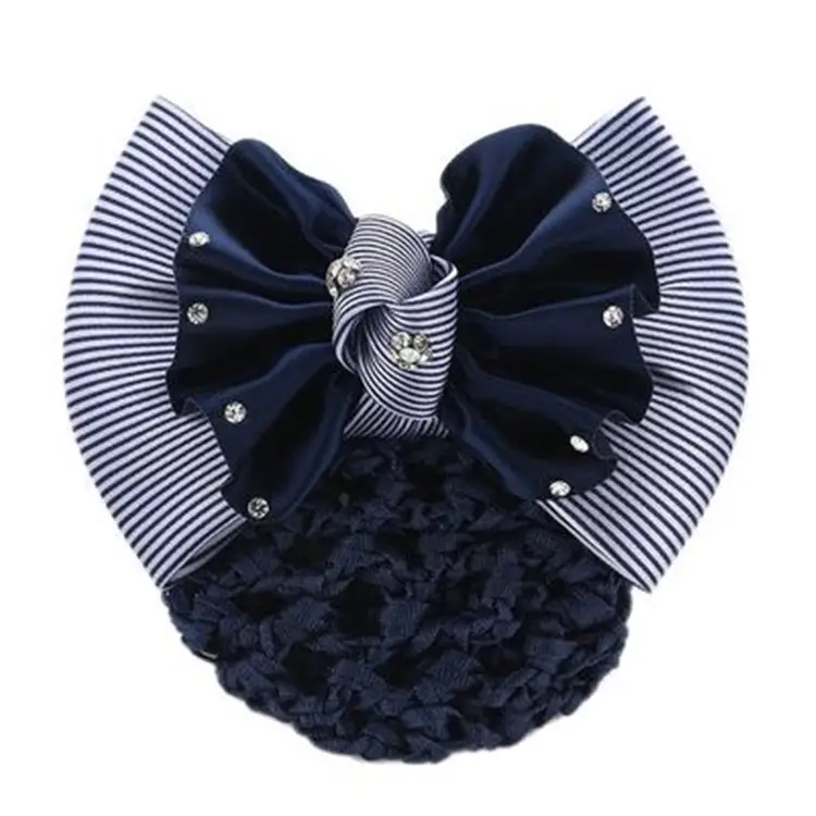 Black Embroidered Bow Hair Net for Women - Image 12