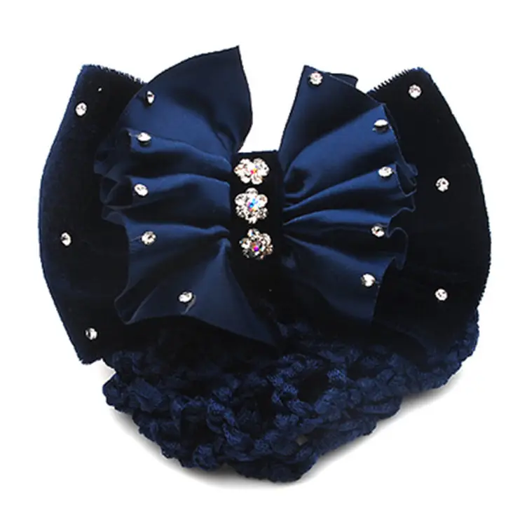 Black Embroidered Bow Hair Net for Women - Image 13