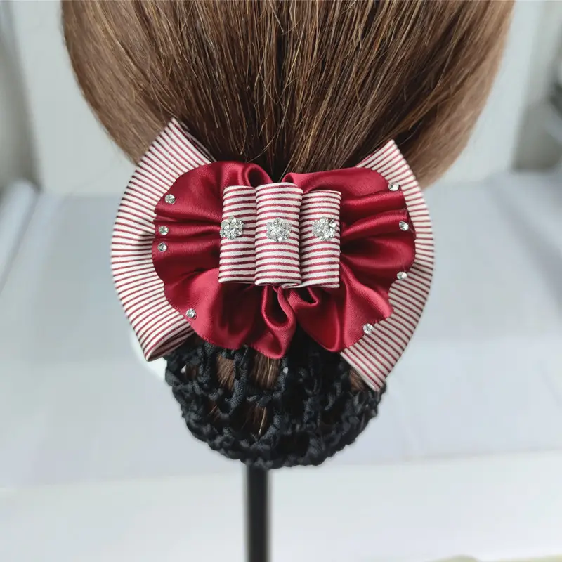 Black Embroidered Bow Hair Net for Women - Image 20