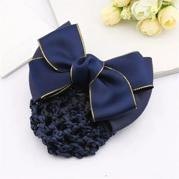 Black Embroidered Bow Hair Net for Women - Image 23