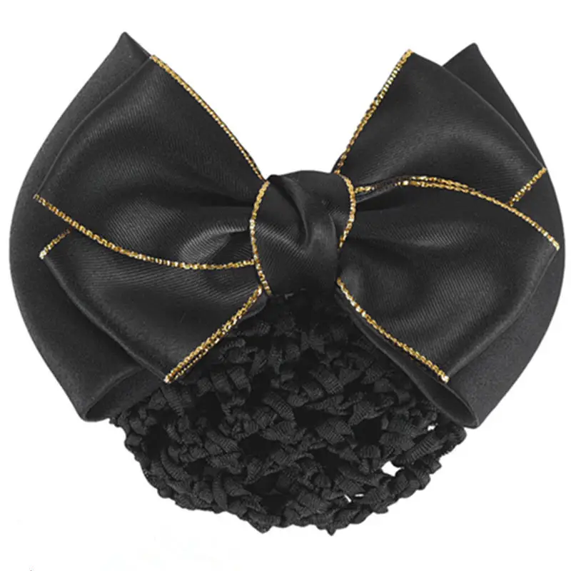 Black Embroidered Bow Hair Net for Women - Image 25