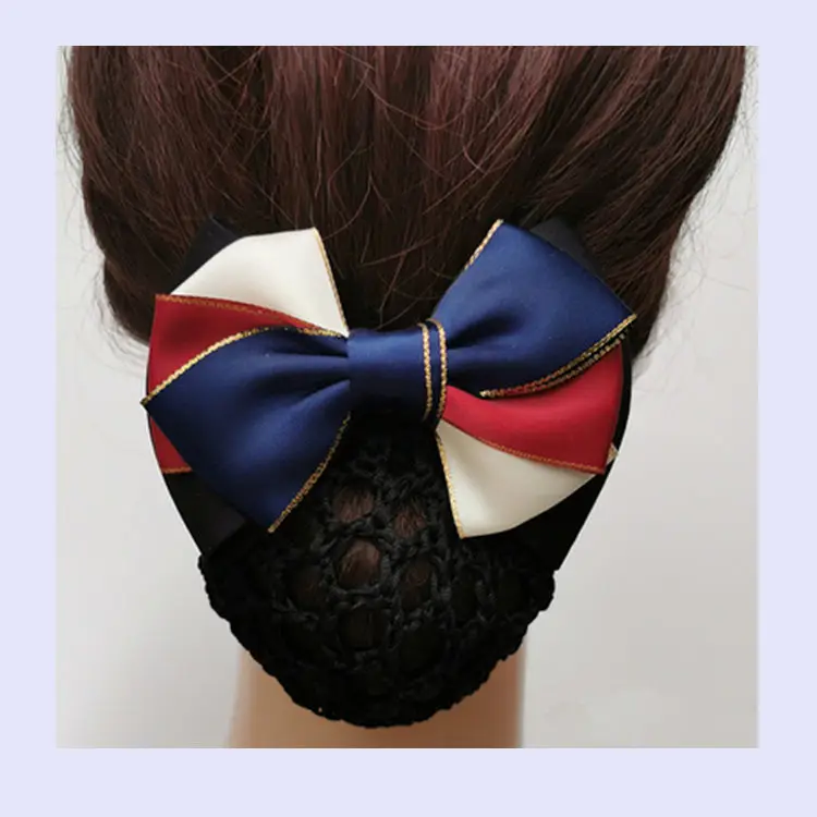 Black Embroidered Bow Hair Net for Women - Image 28