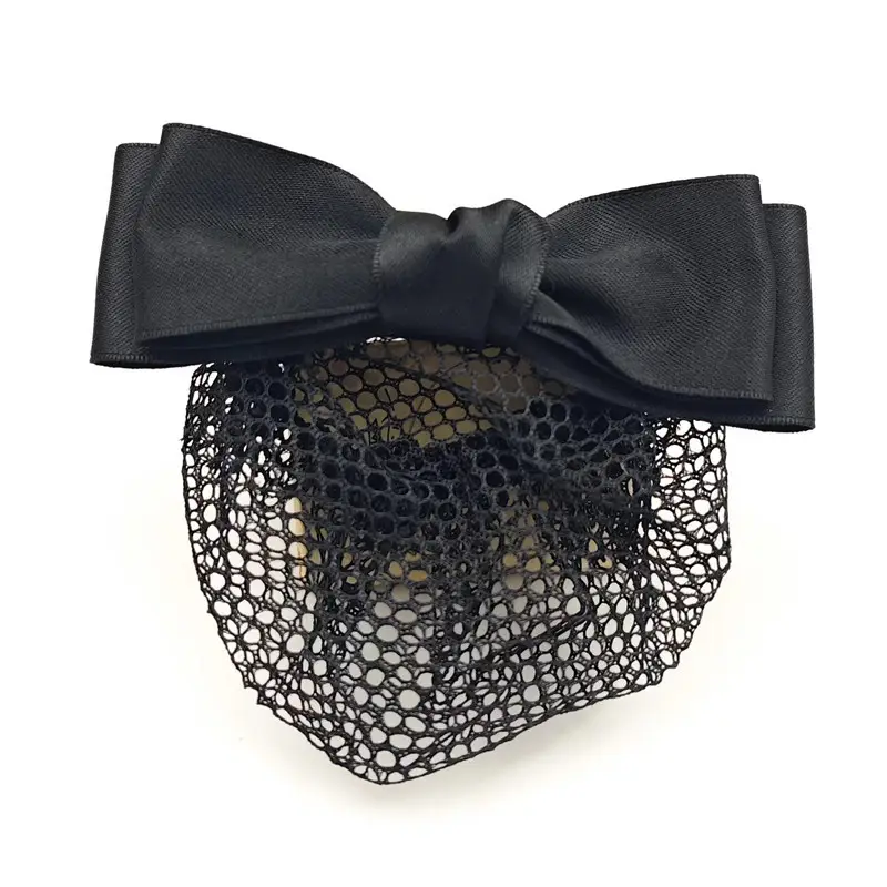 Black Embroidered Bow Hair Net for Women - Image 29