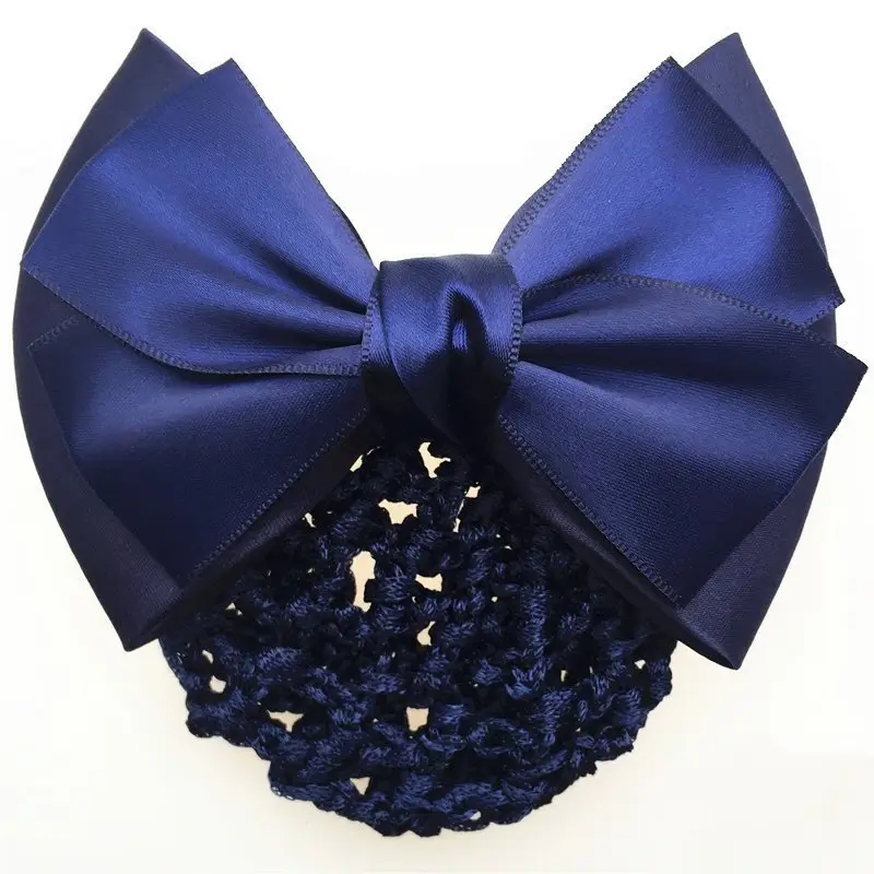 Black Embroidered Bow Hair Net for Women - Image 3