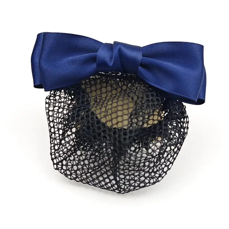 Black Embroidered Bow Hair Net for Women - Image 30