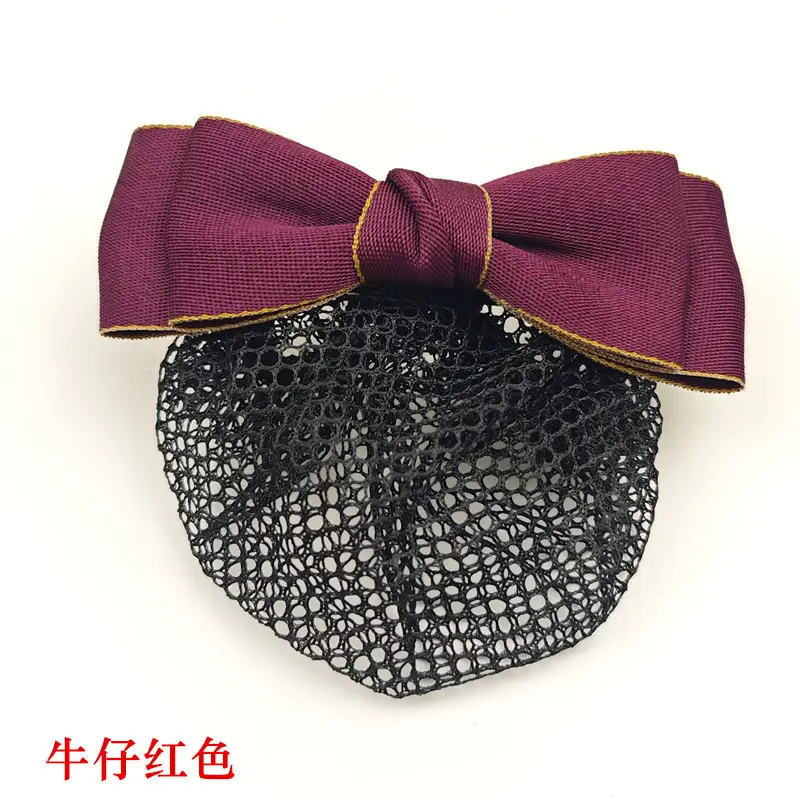 Black Embroidered Bow Hair Net for Women - Image 33